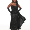 Unique Vintage Plus Size 1930s Black Sequin Lace Mermaid Dress
