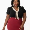Unique Vintage Plus Size Black Shari Top