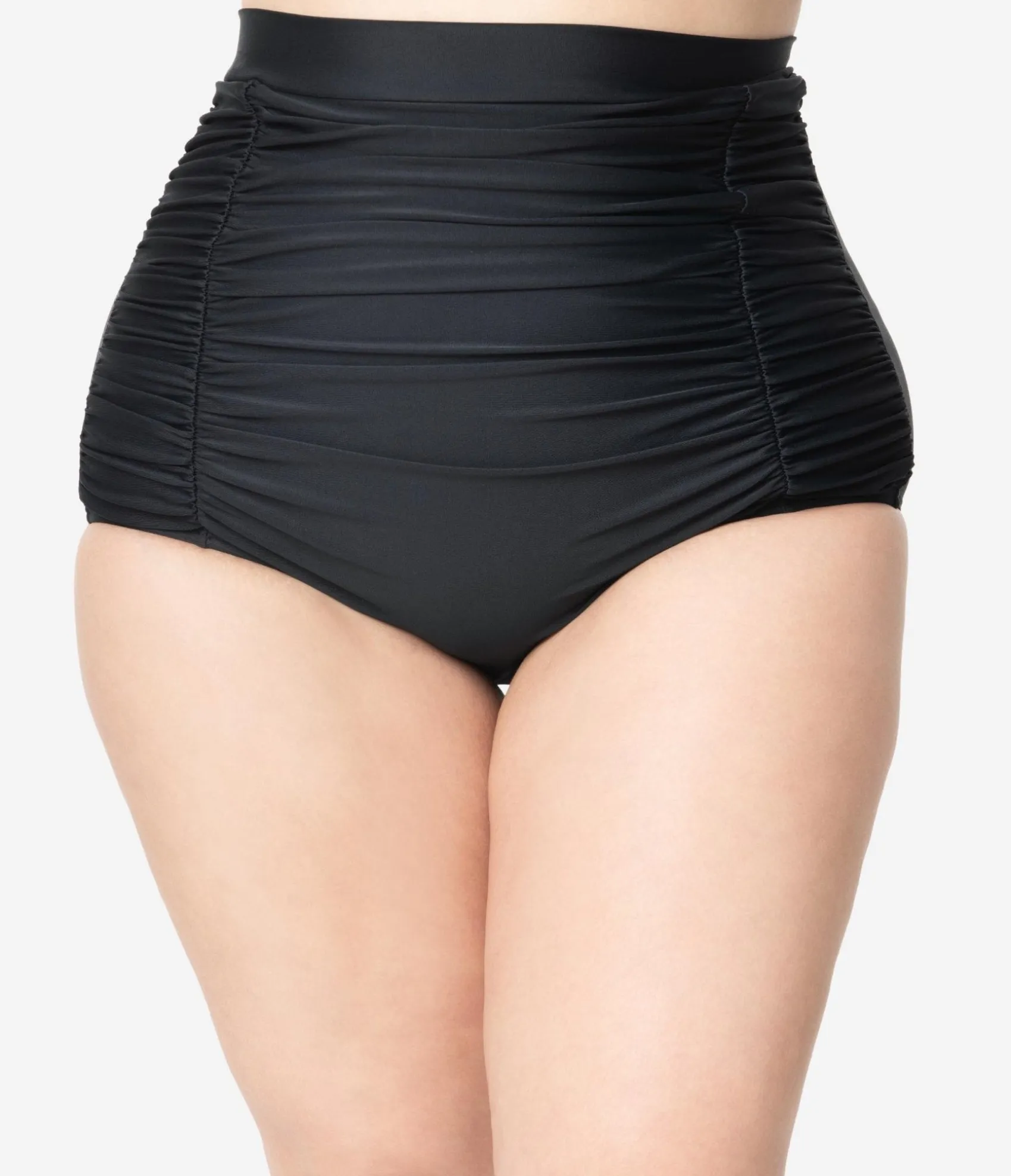 Unique Vintage Plus Size All Black Monroe High Waist Bikini Bottom
