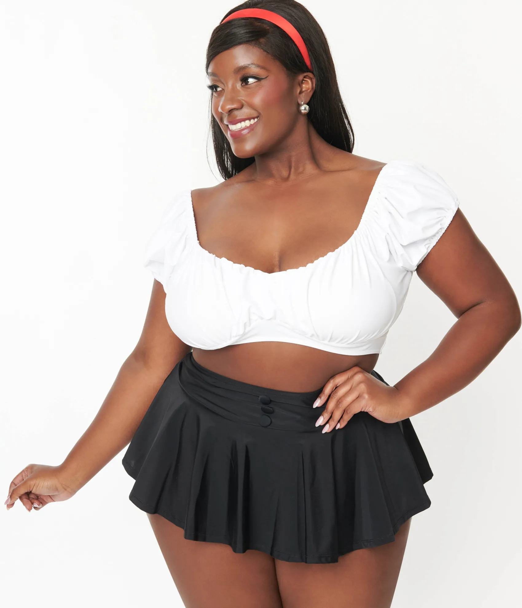 Unique Vintage Plus Size 1940s White Off The Shoulder Swim Top