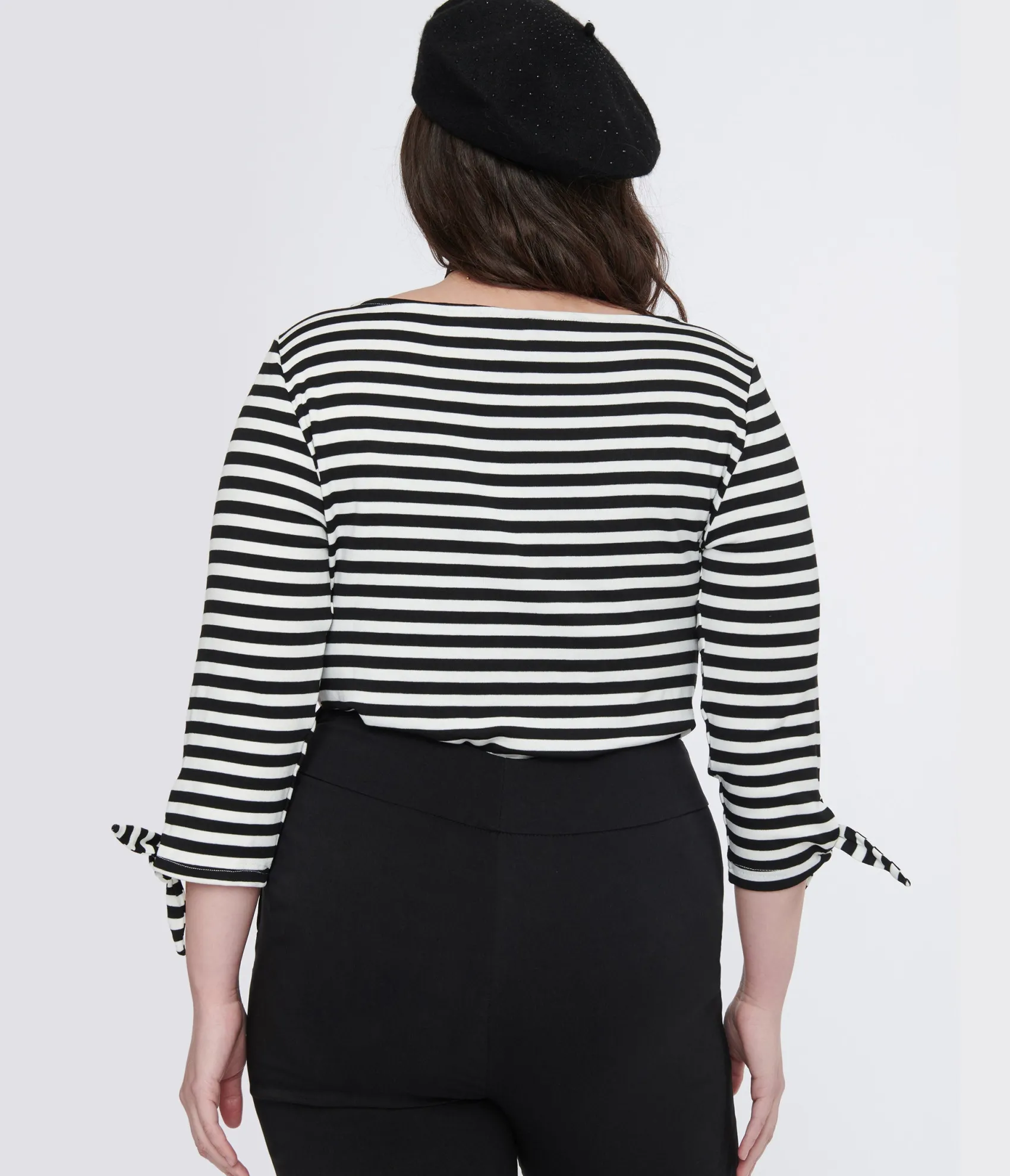 Unique Vintage Plus Size 1950s Black & White Stripe Gracie Top