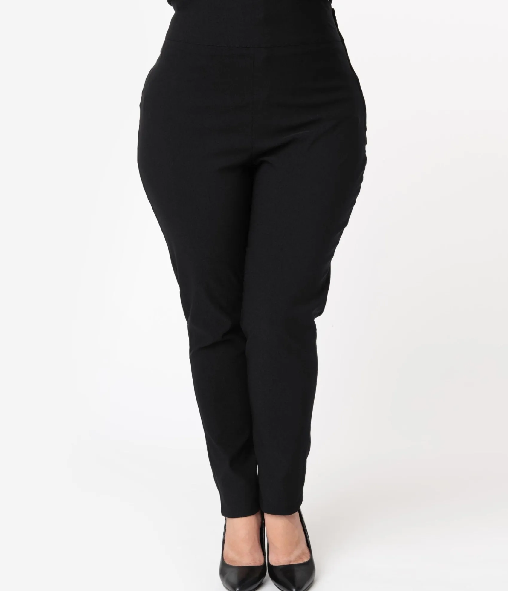 Unique Vintage Plus Size 1950s Black High Waist Rizzo Cigarette Pants