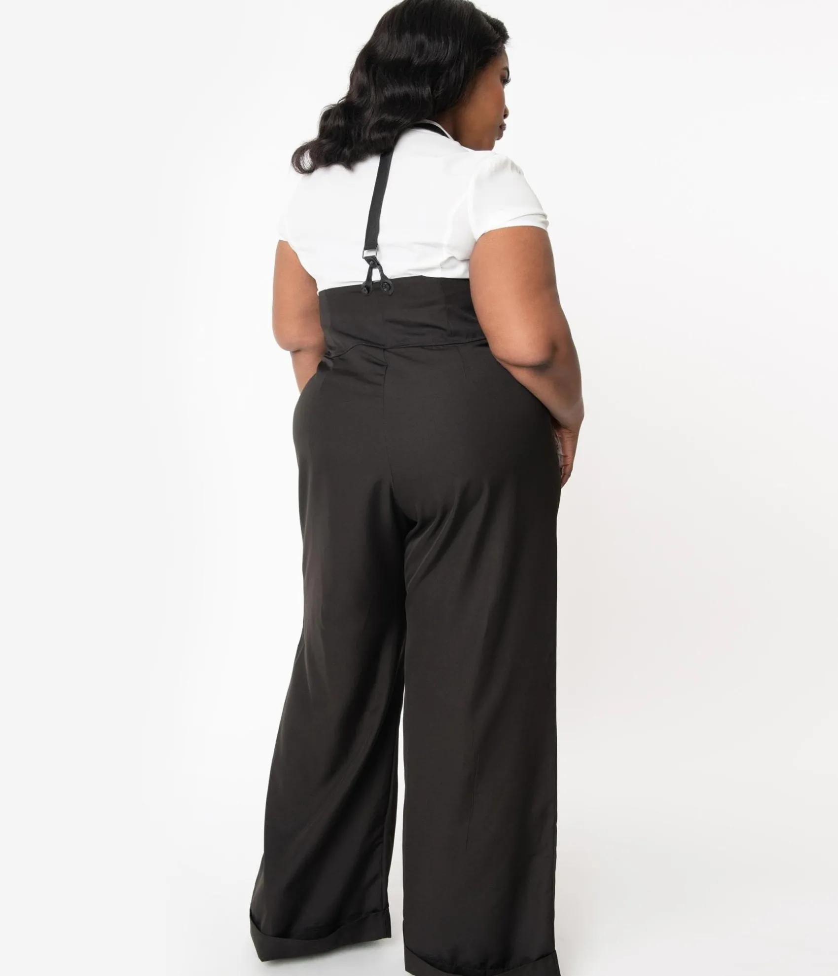 Unique Vintage Plus Size 1930s Black Thelma Suspender Pants