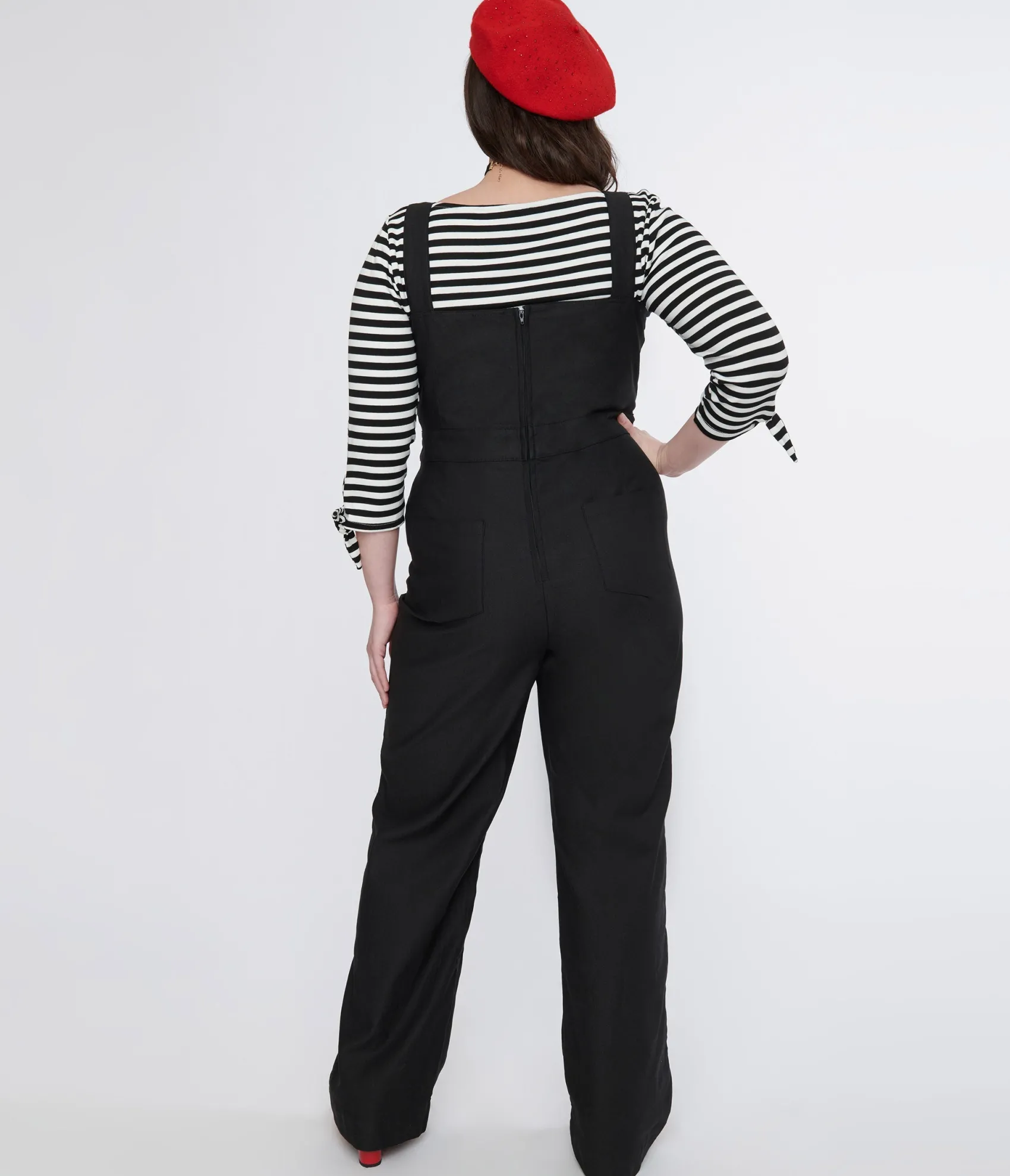 Unique Vintage Plus Size 1950s Black Wide Leg Overalls