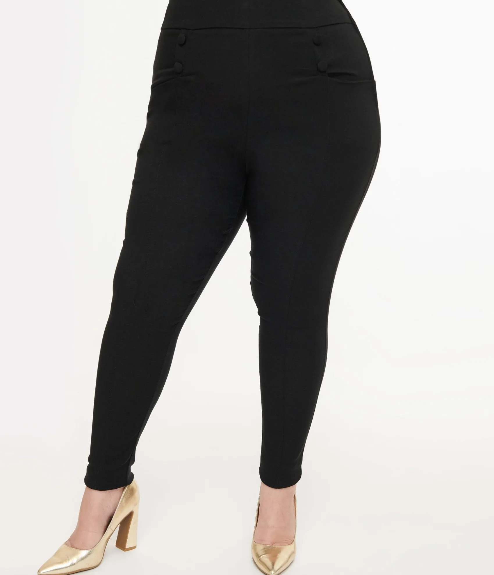 Unique Vintage Plus Size 1950s Black High Waisted Cigarette Pants