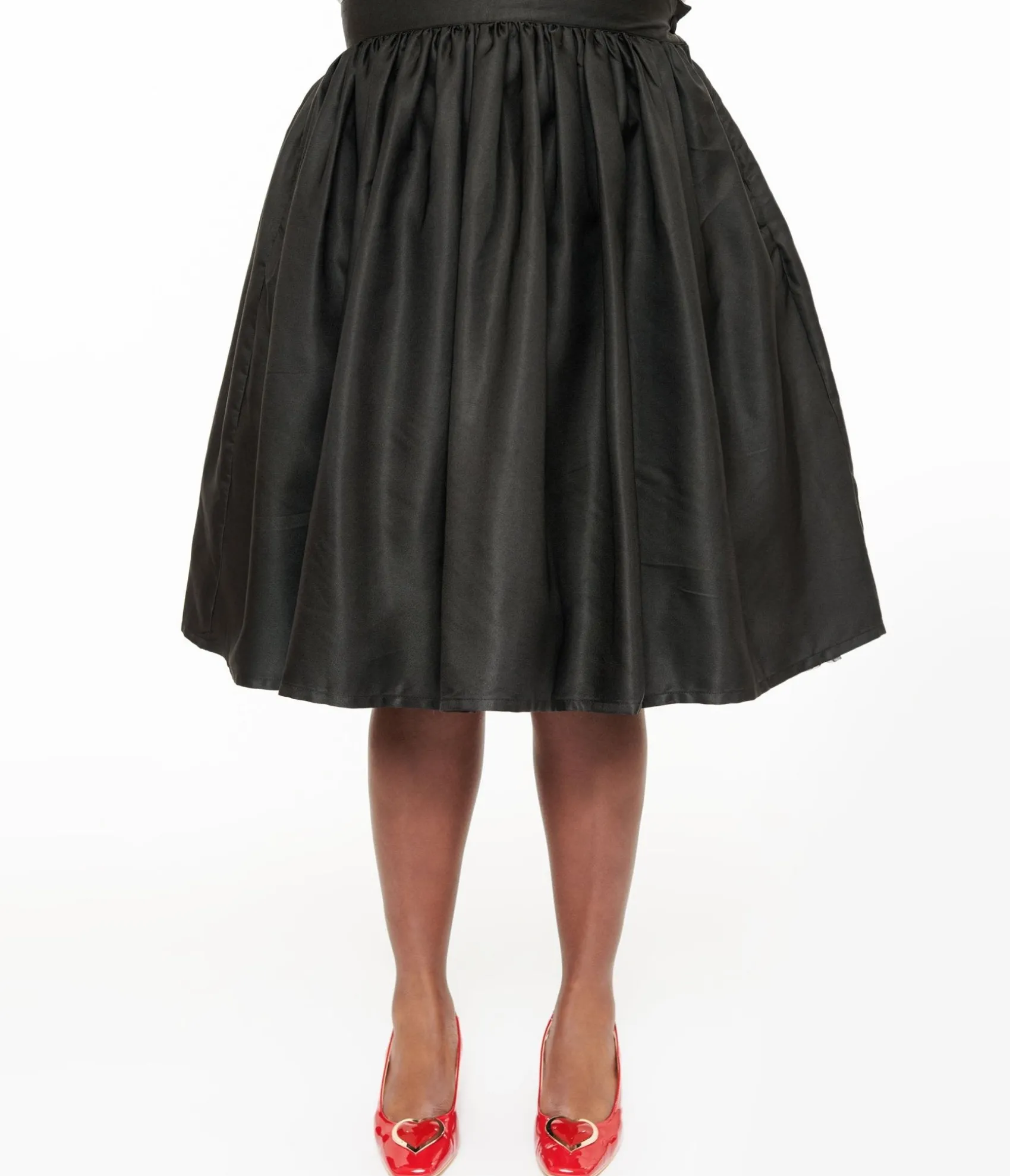 Unique Vintage Plus Size 1950s Black Cotton Gellar Swing Skirt