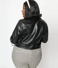 Unique Vintage Plus Size Black Leather Jacket