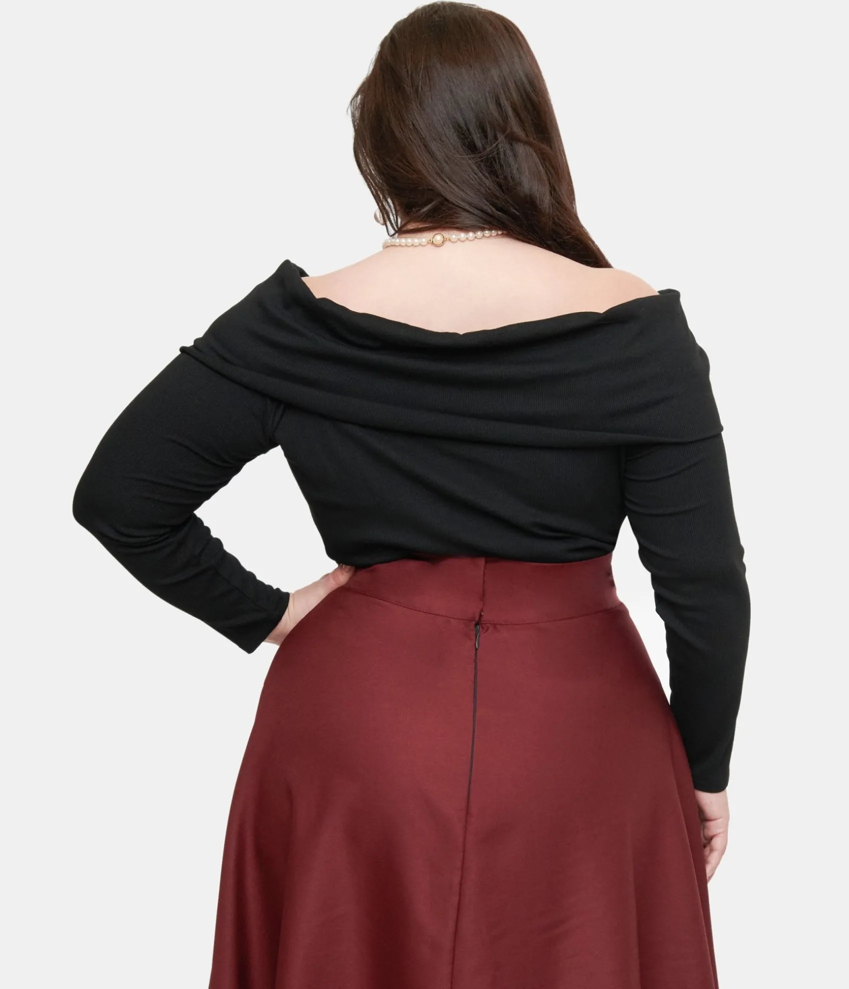 Unique Vintage Plus Size 1960s Black Folded Shoulder Knit Top