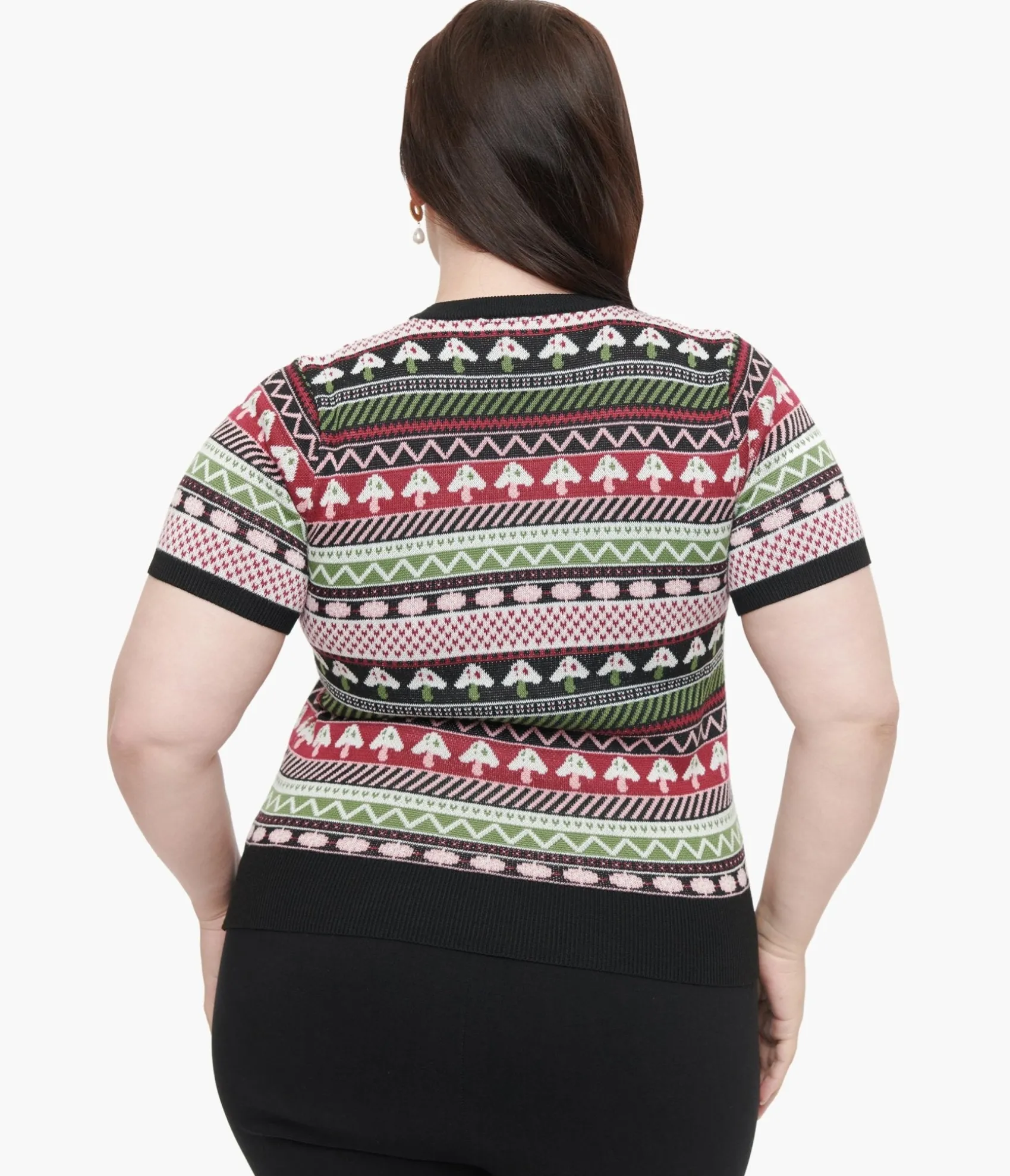 Unique Vintage Plus Size 1950s Mushroom Jacquard Sweater