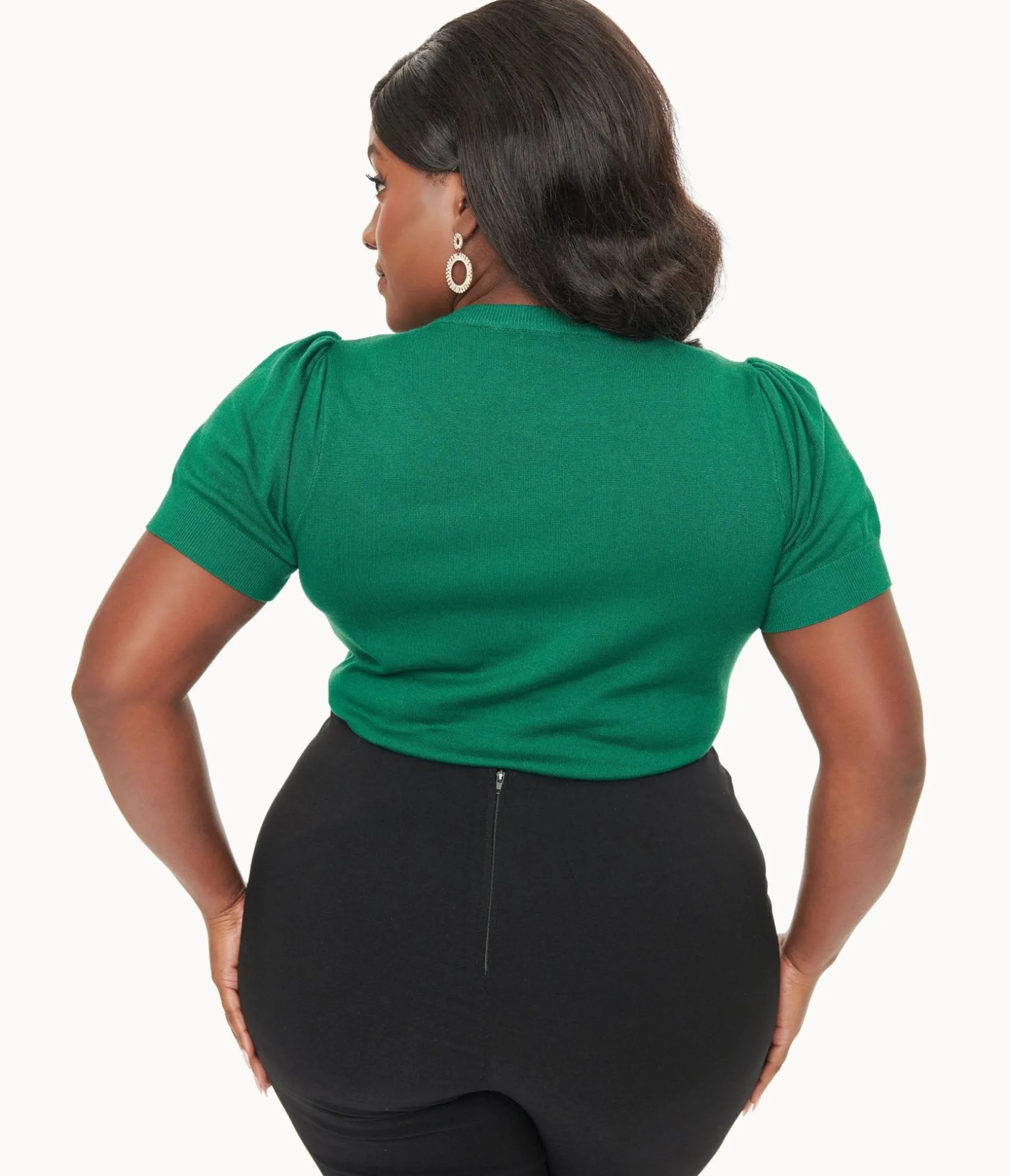 Unique Vintage Plus Size 1950s Green Christmas Embroidered Sweater