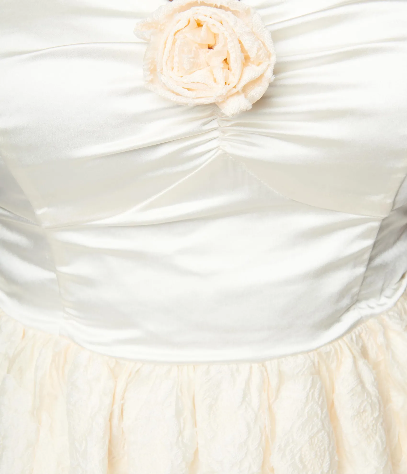 Unique Vintage Plus Size 1950s Ivory Floral Off Shoulder Flare Dress