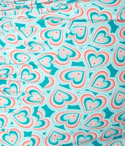 Unique Vintage Plus Size Turquoise Retro Hearts Print Corrine Sheath Swimsuit