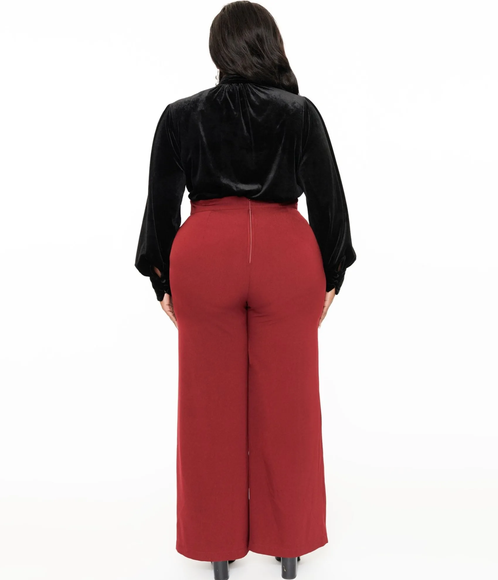 Unique Vintage Plus Size 1940s Merlot High Waist Pants