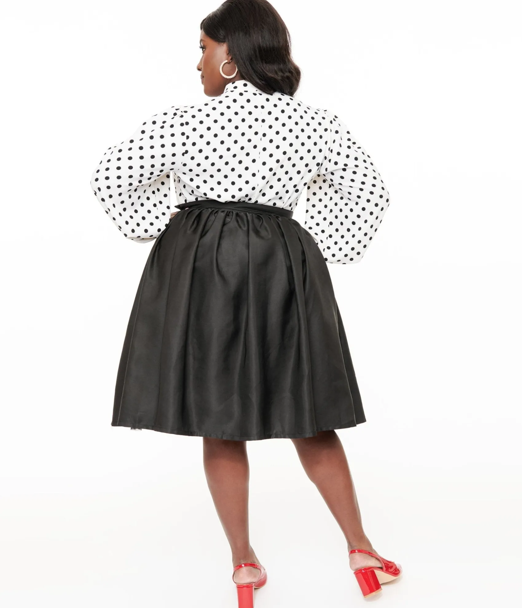 Unique Vintage Plus Size 1950s Black Cotton Gellar Swing Skirt