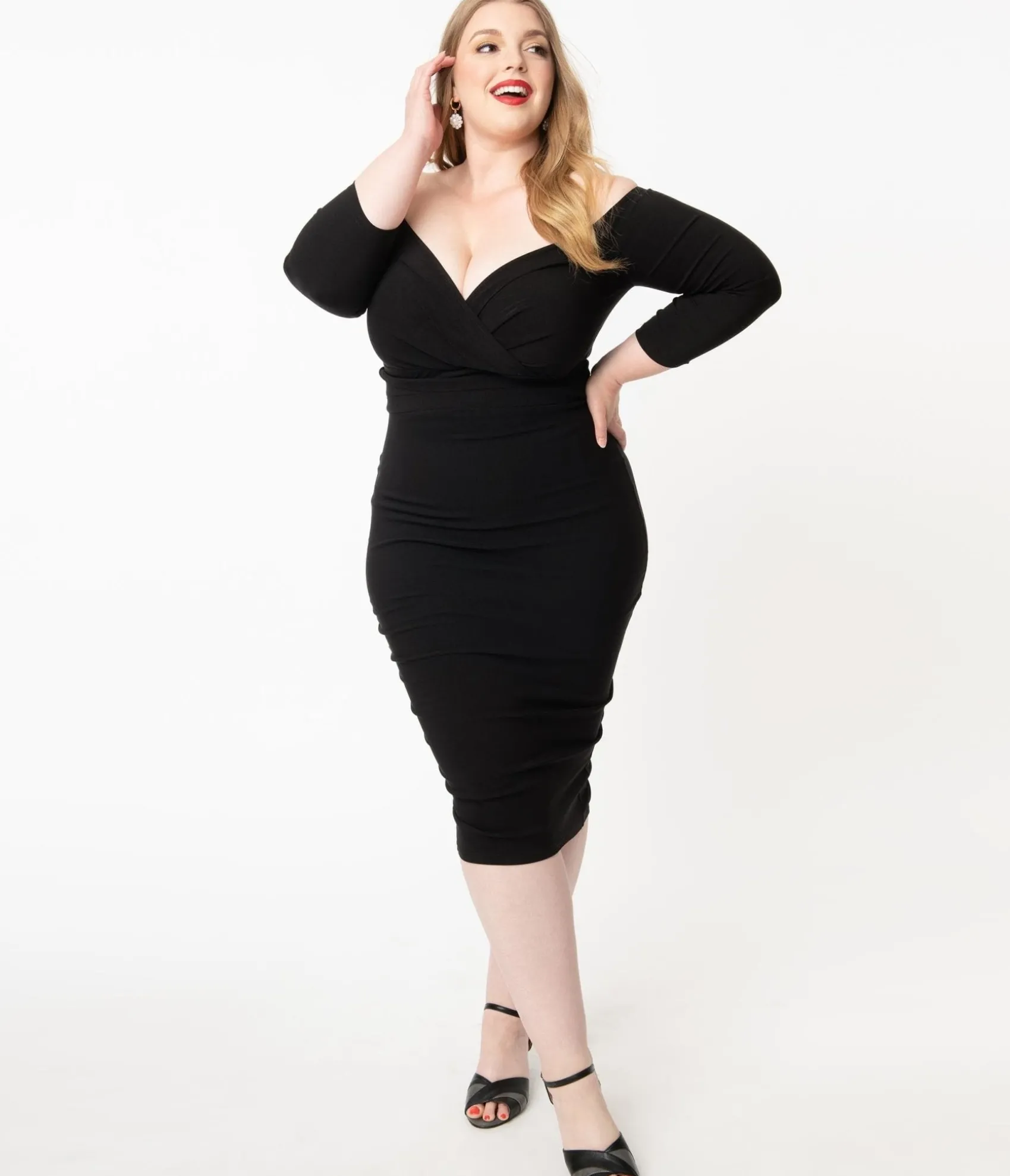 Unique Vintage Plus Size Black Shailene Pencil Dress