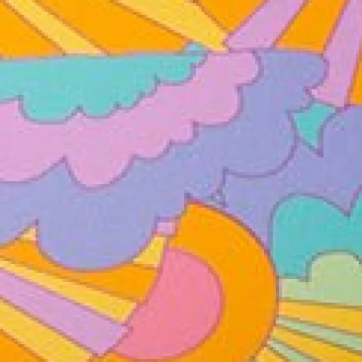 Unique Vintage Plus Size Happy Groovy Rainbow Twist Front Halter Swim Top