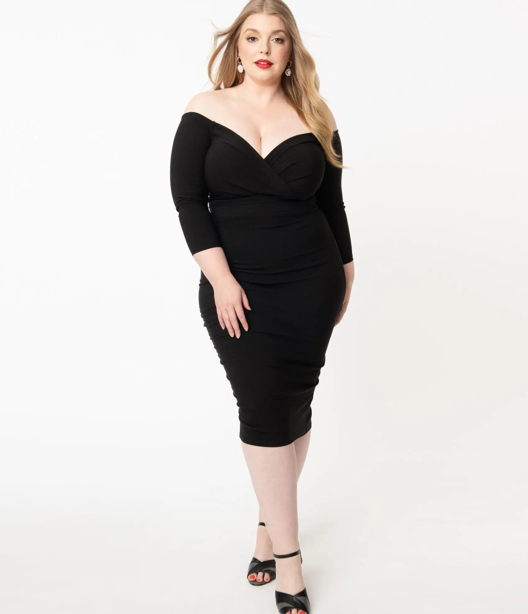 Unique Vintage Plus Size Black Shailene Pencil Dress