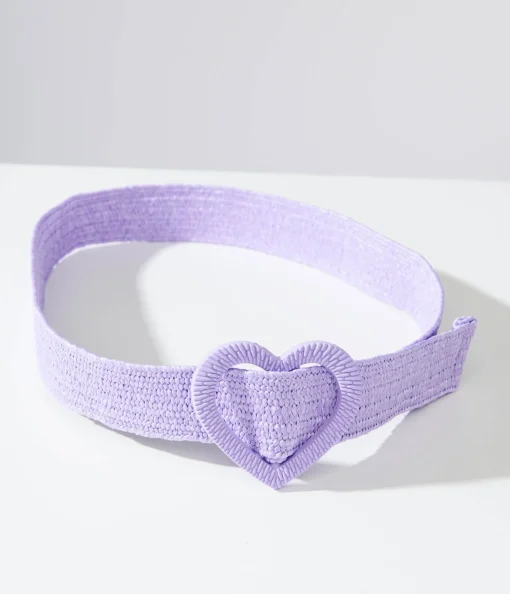 Unique Vintage Purple Heart Buckle Woven Belt