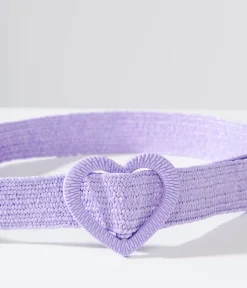 Unique Vintage Purple Heart Buckle Woven Belt