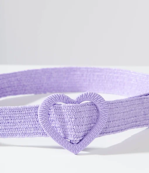 Unique Vintage Purple Heart Buckle Woven Belt