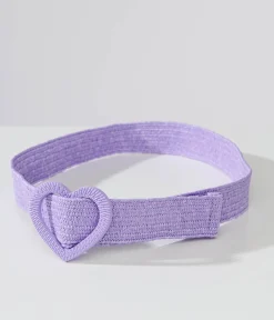 Unique Vintage Purple Heart Buckle Woven Belt