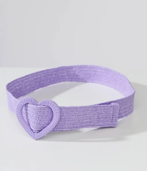Unique Vintage Purple Heart Buckle Woven Belt