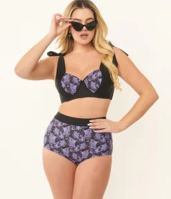 Unique Vintage Purple Lacy Bats Mrs Cooper Swim Bottoms