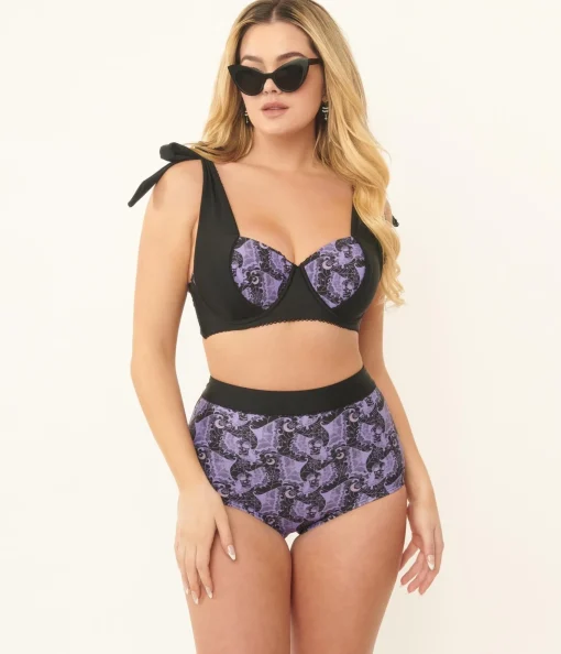 Unique Vintage Purple Lacy Bats Mrs Cooper Swim Bottoms