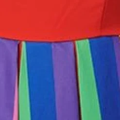 Unique Vintage Red & Rainbow Stripe Swing Dress