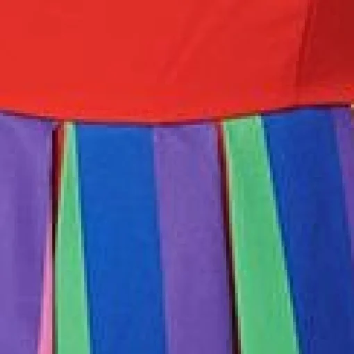 Unique Vintage Red & Rainbow Stripe Swing Dress