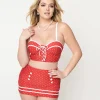 Unique Vintage Red & White Pin Dot Sailor Swim Bottom