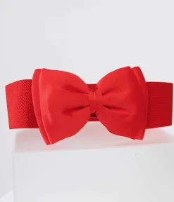 Unique Vintage Red Bow Cinch Belt