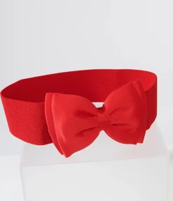 Unique Vintage Red Bow Cinch Belt