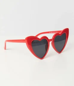 Unique Vintage Red Heart Sunglasses