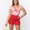 Unique Vintage Red Scallop Shorts