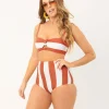 Unique Vintage Rust & White Stripe Louise Swim Bottom