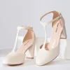 Unique Vintage 1920s Beige Leatherette T-Strap Astaire Pumps