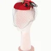 Unique Vintage 1950s Black & Red Floral Fascinator Hat