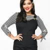 Unique Vintage 1950s Black & White Stripe Gracie Top