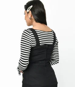 Unique Vintage 1950s Black & White Stripe Gracie Top