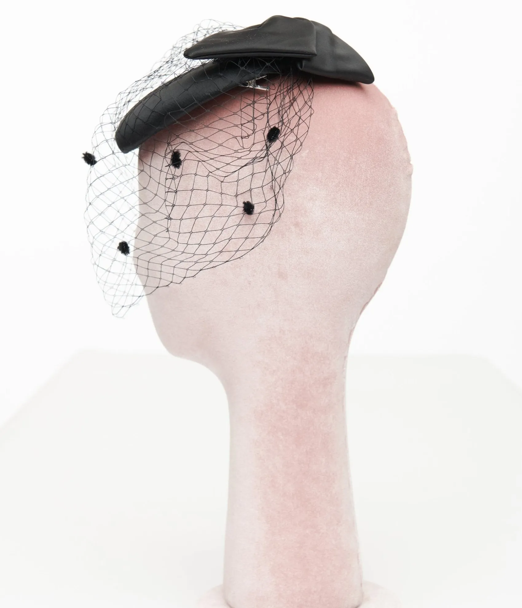 Unique Vintage 1950s Black Bow Pillbox Fascinator Hat