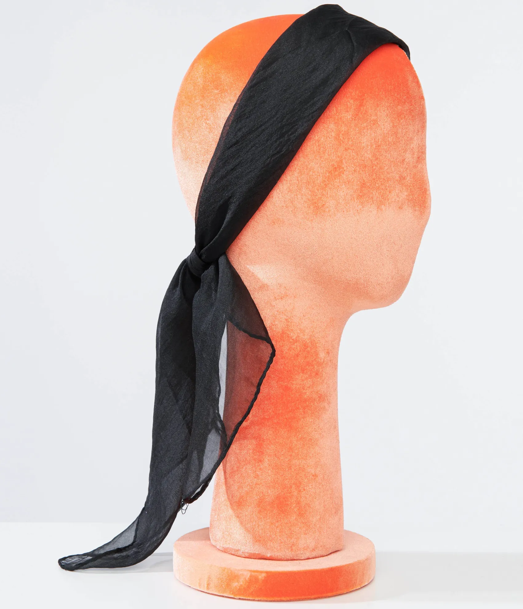 Unique Vintage 1950s Black Chiffon Hair Scarf