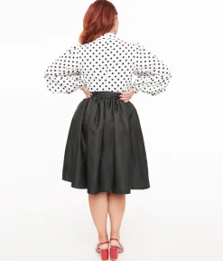 Unique Vintage 1950s Black Cotton Gellar Swing Skirt