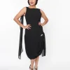 Unique Vintage 1920s Black Draped Flapper Dress