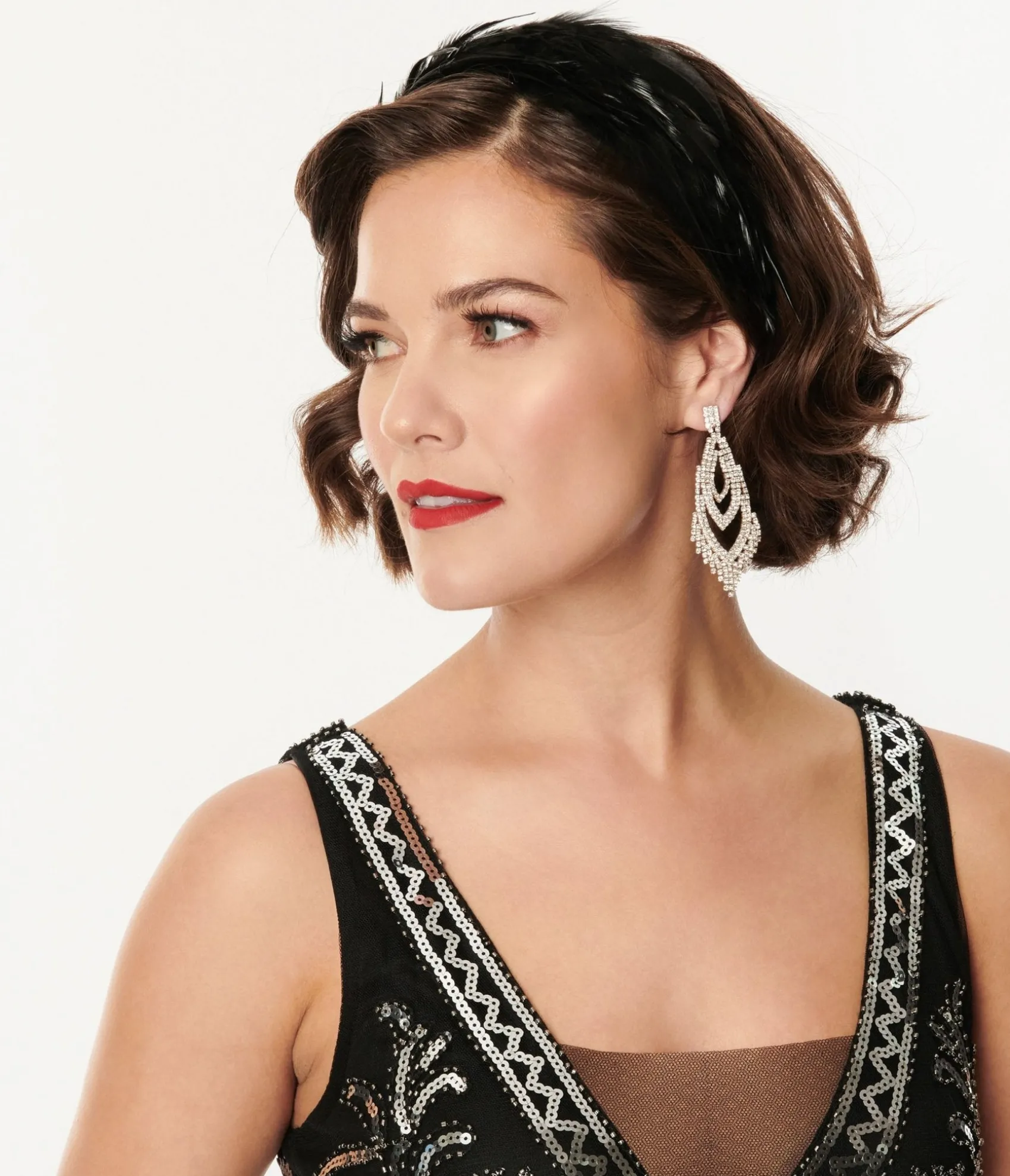 Unique Vintage 1920s Black Feather Headband