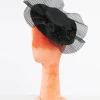 Unique Vintage 1930s Black Floral & Mesh Fascinator