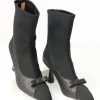 Unique Vintage 1950s Black Glitter Bow Boots