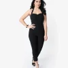 Unique Vintage 1950s Black Halter Marcel Jumpsuit