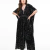 Unique Vintage 1970s Black Iridescent Sequin Caftan Jumpsuit