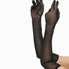 Unique Vintage 1920s Black Mesh Elbow Length Gloves